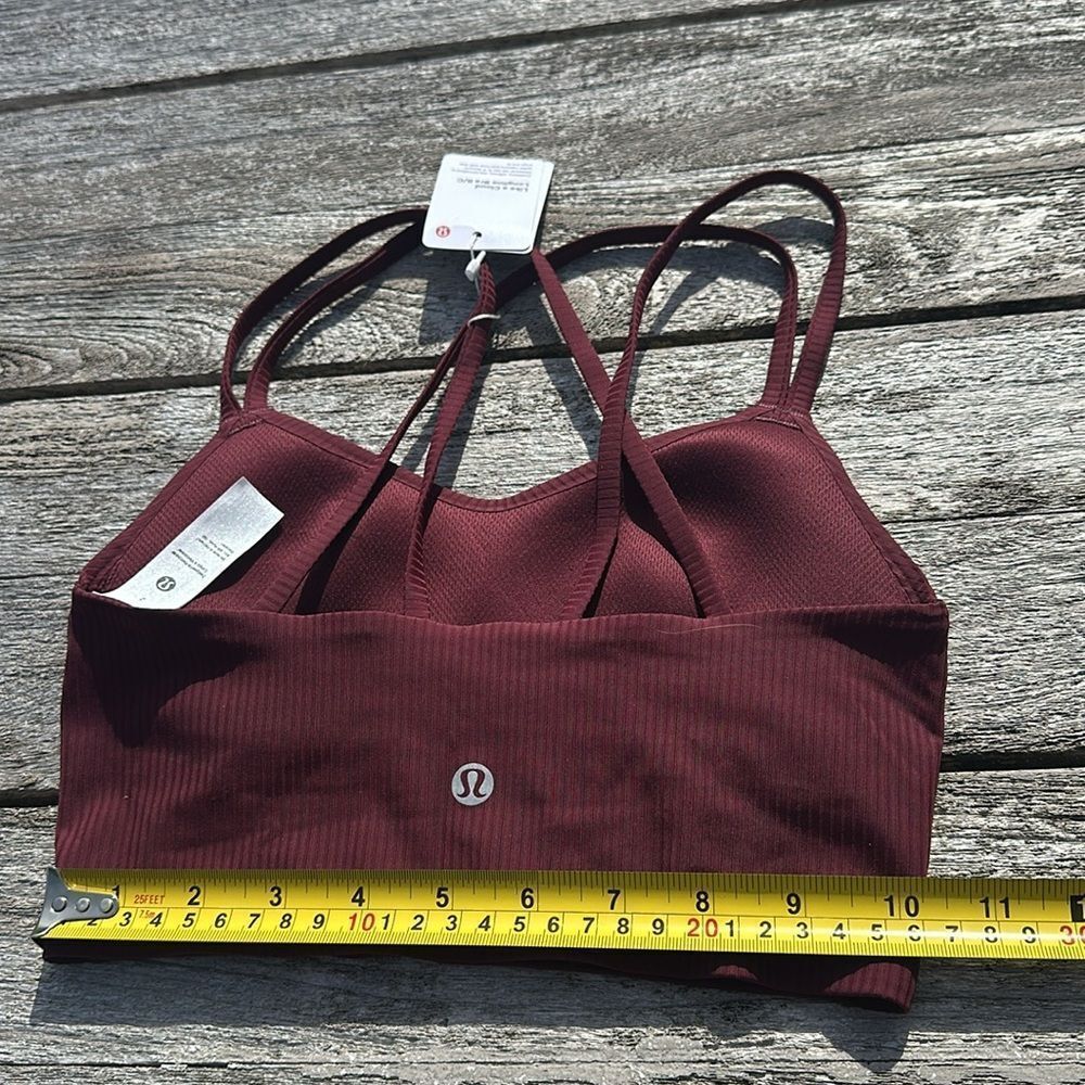 Lululemon Like a Cloud Ribbed Longline Bra, B/C Cup size 2 NWT GARNET red - Picture 3 of 7